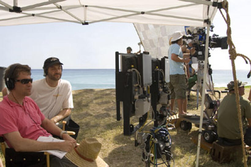 Director Nicholas Stoller and producer Judd Apatow on the set of "Forgetting Sarah Marshall."